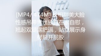 [MP4/ 474M] 长相甜美大脸性感吊带黑丝独自在家自慰，翘起双腿露肥逼，站立展示身材掰开屁股